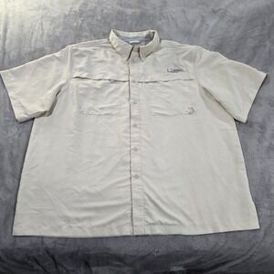 Habit Fishing Shirt Mens Bone White‎ 2XL Button Up Short Sleeve Vented Pockets